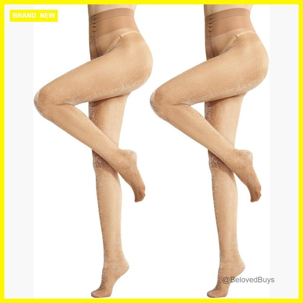 Ultra Soft Sheer Shimmer Pantyhose High Waist Control Top Reinforced Toe